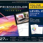 Prismacolor Technique, Art Supplies and Digital Art Lessons, Nature Drawing Set, Level 2, Includes Colored / Watercolor Pencils, Brush Markers, and More, Sunset Landscape Drawing, 27 Ct